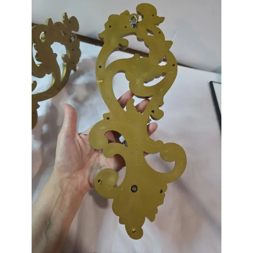 Pair Vtg 1971 Homco Ornate Floral Scroll Wall Sconces Candle Holders 4118 15